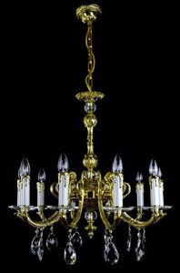 Casa Padrino araña de luces barroco de lujo oro Ø 70 x A. 65 cm - Magnífica lámpara de araña de latón con cristal de Bohemia - Noble & Magnífica