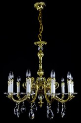 Casa Padrino lampadario barocco di lusso in cristallo oro Ø 70 x A. 65 cm - Magnifico lampadario in ottone con vetro in cristallo di Boemia - Nobile & Magnifico