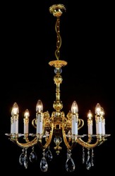 Casa Padrino lampadario barocco di lusso in cristallo oro Ø 70 x A. 65 cm - Magnifico lampadario in ottone con vetro in cristallo di Boemia - Nobile & Magnifico