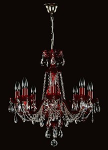 Casa Padrino lustre baroque de luxe en cristal rouge / argent Ø 57 x H. 55 cm - Magnifique lustre en laiton et verre cristal de Bohême - Noble & Magnifique