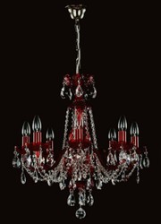 Casa Padrino lustre baroque de luxe en cristal rouge / argent Ø 57 x H. 55 cm - Magnifique lustre en laiton et verre cristal de Bohême - Noble & Magnifique