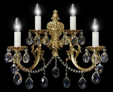 Casa Padrino lampada da parete barocco di lusso in cristallo bronzo 48 x A. 45 cm - Magnifica lampada da parete con vetro cristallo di Boemia - Mobili Barocchi