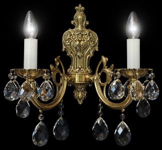 Casa Padrino lampada da parete barocco di lusso in cristallo bronzo 21 x A. 37 cm - Magnifica lampada da parete con vetro cristallo di Boemia - Nobile e Magnifica