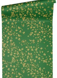 Versace papel pintado de diseño flores barrocos 935856 verde / marrón / amarillo - Papel pintado satín con patrón elegante - Alta Calidad