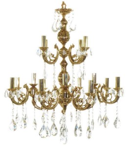 Casa Padrino lustre baroque de luxe en cristal or Ø 110 x H. 110 cm - Lustre en laiton plaqué or et verre cristal fin - Lustre Baroque de Salon - Lustre Baroque d'Hôtel