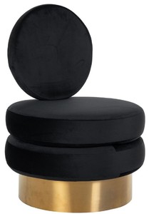 Casa Padrino fauteuil de luxe en velours noir / or 66 x 65 x H. 93 cm - Fauteuil de salon - Fauteuil d'hôtel - Mobilier de salon de luxe