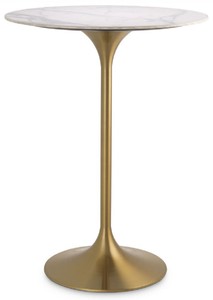 Casa Padrino table bistrot de luxe blanc / couleur laiton Ø 79 x H. 106,5 cm - Table haute moderne avec plateau en marbre - Table de bar ronde de luxe - Mobilier de bar de luxe - Qualité de luxe