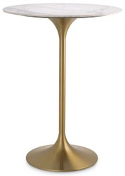 Casa Padrino luxury bistro table white / brass Ø 79 x H. 106.5 cm - Modern standing table with marble top - Round bar table - Luxury bar furniture - Luxury catering furniture - Luxury Quality