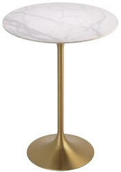 Casa Padrino luxury bistro table white / brass Ø 79 x H. 106.5 cm - Modern standing table with marble top - Round bar table - Luxury bar furniture - Luxury catering furniture - Luxury Quality