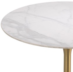 Casa Padrino luxury bistro table white / brass Ø 79 x H. 106.5 cm - Modern standing table with marble top - Round bar table - Luxury bar furniture - Luxury catering furniture - Luxury Quality