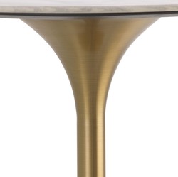 Casa Padrino luxury bistro table white / brass Ø 79 x H. 106.5 cm - Modern standing table with marble top - Round bar table - Luxury bar furniture - Luxury catering furniture - Luxury Quality