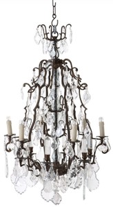 Casa Padrino lustre baroque de luxe en cristal laiton antique Ø 60 x H. 90 cm - Magnifique lustre en laiton - Lustre Baroque de Salon - Lustre Baroque d'Hôtel