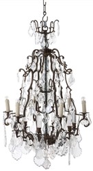 Casa Padrino lustre baroque de luxe en cristal laiton antique Ø 60 x H. 90 cm - Magnifique lustre en laiton - Lustre Baroque de Salon - Lustre Baroque d'Hôtel