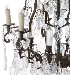 Casa Padrino lustre baroque de luxe en cristal laiton antique Ø 60 x H. 90 cm - Magnifique lustre en laiton - Lustre Baroque de Salon - Lustre Baroque d'Hôtel