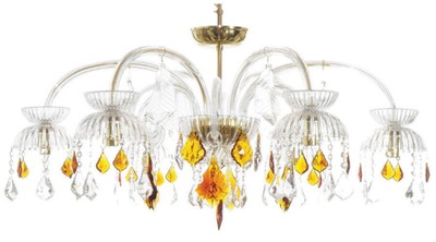 Casa Padrino lustre baroque de luxe en cristal ambre / or Ø 100 x H. 50 cm - Magnifique lustre avec cristal fin - Noble & Magnificent