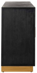 Casa Padrino aparador de lujo negro / oro 160 x 45 x A. 86 cm - Mueble de madera maciza con 4 puertas - Muebles de salón - Muebles de hotel - Colección de Lujo