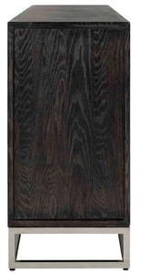 Casa Padrino Luxus Sideboard Schwarz / Silber 225 x 45 x H. 90 cm - Massivholz Schrank mit 4 Türen - Wohnzimmer Möbel - Hotel Möbel - Luxus Kollektion
