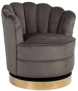 Casa Padrino luxury velvet swivel armchair gray / gold 81.5 x 76 x H. 79 cm - Modern living room armchair - Luxury living room furniture