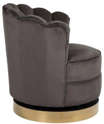 Casa Padrino fauteuil de luxe pivotant en velours gris / or 81,5 x 76 x H. 79 cm - Fauteuil de salon moderne - Meuble de salon de luxe