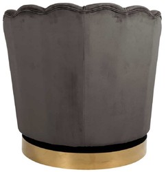 Casa Padrino fauteuil de luxe pivotant en velours gris / or 81,5 x 76 x H. 79 cm - Fauteuil de salon moderne - Meuble de salon de luxe
