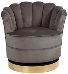 Casa Padrino fauteuil de luxe pivotant en velours gris / or 81,5 x 76 x H. 79 cm - Fauteuil de salon moderne - Meuble de salon de luxe
