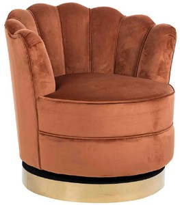 Casa Padrino luxury velvet swivel armchair rust / gold 81.5 x 76 x H. 79 cm - Modern living room armchair - Luxury living room furniture