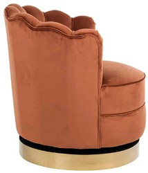 Casa Padrino fauteuil de luxe pivotant en velours rouiller / or 81,5 x 76 x H. 79 cm - Fauteuil de salon moderne - Meuble de salon de luxe