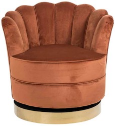 Casa Padrino fauteuil de luxe pivotant en velours rouiller / or 81,5 x 76 x H. 79 cm - Fauteuil de salon moderne - Meuble de salon de luxe