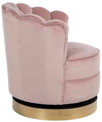 Casa Padrino fauteuil de luxe pivotant en velours rose / or 81,5 x 76 x H. 79 cm - Fauteuil de salon moderne - Meuble de salon de luxe