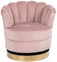 Casa Padrino fauteuil de luxe pivotant en velours rose / or 81,5 x 76 x H. 79 cm - Fauteuil de salon moderne - Meuble de salon de luxe