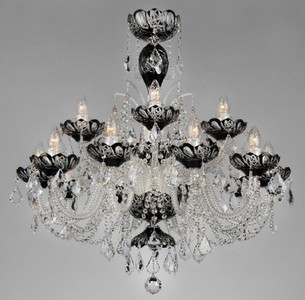 Casa Padrino lustre baroque de luxe en cristal noir Ø 82 x H. 82 cm - Lustre Hôtel & Restaurant - Lumières Baroques - Noble & Magnifique