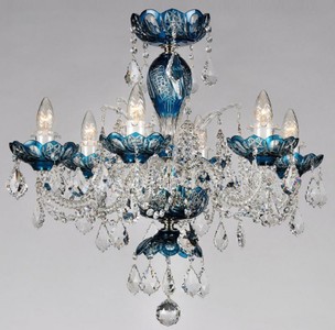 Casa Padrino lustre baroque de luxe en cristal bleu Ø 64 x H. 60 cm - Lustre Hôtel & Restaurant - Lumières Baroques - Noble & Magnifique