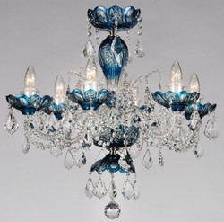 Casa Padrino lampadario barocco di lusso in cristallo blu Ø 64 x A. 60 cm - Lampadario Hotel e Ristorante - Luci Barocche - Nobile e Magnifico