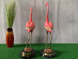 Casa Padrino luxury bronze decoration sculptures set flamingos pink / gold / black 28 x 20 x H. 70 cm - Bronze decoration figures - Living room decoration accessories