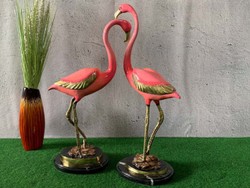 Casa Padrino luxury bronze decoration sculptures set flamingos pink / gold / black 28 x 20 x H. 70 cm - Bronze decoration figures - Living room decoration accessories