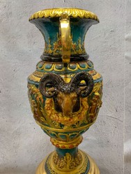 Luxus Barock Bronze Vase mit Sockel Mehrfarbig Gold Luxury Baroque Bronze Vase with Base Multicolored Gold