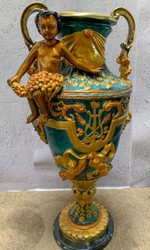 Casa Padrino luxury baroque vases set multicolored / gold / black 81 x 41 x H. 43 cm - Magnificent bronze vases with marble base - Baroque decoration accessories