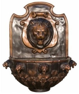 Casa Padrino fuente de pared barroco de lujo león 79 x 46 x A. 91 cm - Magnífica fuente de bronce - Accesorios Barrocos para Jardín y Terraza