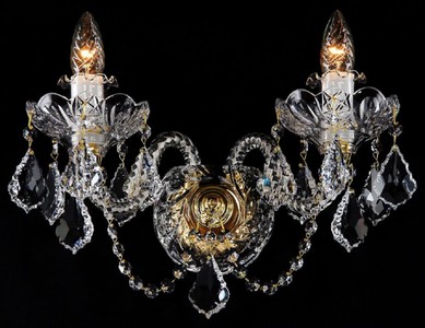 Casa Padrino lampada da parete barocco di lusso in cristallo oro 39 x A. 30 cm - Magnifica lampada da parete doppia in stile barocco - Luci Barocche - Nobile e Magnifica