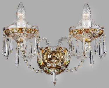 Casa Padrino lampada da parete barocco di lusso in cristallo oro 36 x A. 31 cm - Magnifica lampada da parete doppia in stile barocco - Luci Barocche - Nobile e Magnifica