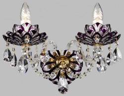 Casa Padrino applique murale baroque de luxe en cristal violet / or 37 x H. 34 cm - Magnifique applique double de style baroque - Lumières Baroques - Noble & Magnifique