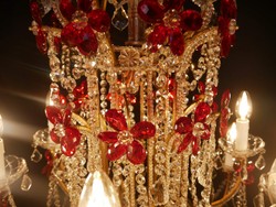 Luxus Barock Kristall Kronleuchter Rot Gold Luxury Baroque Crystal Chandelier Red Gold