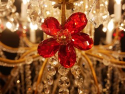 Luxus Barock Kristall Kronleuchter Rot Gold Luxury Baroque Crystal Chandelier Red Gold