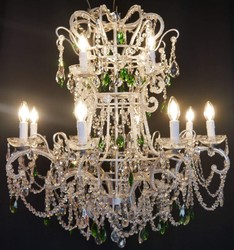 Casa Padrino luxury baroque crystal glass chandelier green / silver Ø 80 x H. 95 cm - Hotel & Restaurant Chandelier - Baroque Lights - Noble & Magnificent - Luxury Quality - Made in Italy
