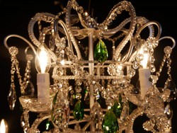 Casa Padrino luxury baroque crystal glass chandelier green / silver Ø 80 x H. 95 cm - Hotel & Restaurant Chandelier - Baroque Lights - Noble & Magnificent - Luxury Quality - Made in Italy
