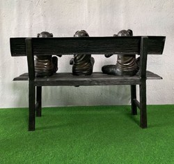 Casa Padrino scultura in bronzo di lusso 3 scimmie su panca 112 x 46 x A. 76 cm - Figura di decorazione del soggiorno - Accessori di decorazione di lusso