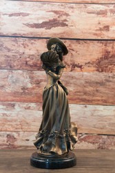 Casa Padrino escultura de bronce art nouveau dama bronce / negro 17 x 12 x A. 33 cm - Escultura de bronce con base de mármol - Accesorios de Decoración Barroco y Art Nouveau