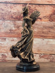 Casa Padrino escultura de bronce art nouveau dama bronce / negro 17 x 12 x A. 33 cm - Escultura de bronce con base de mármol - Accesorios de Decoración Barroco y Art Nouveau