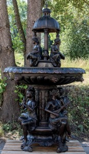 Luxus Jugendstil Bronze Springbrunnen Gartenbrunnen Luxury Art Nouveau Bronze Fountain Garden Fountain