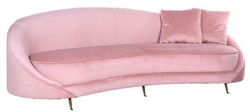 Casa Padrino sofá de terciopelo de lujo rosa / oro 240 x 100 x A. 77 cm - Sofá de salón curvo con 2 cojines decorativas - Muebles de salón de lujo